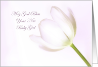 God Bless Baby Girl Congratulations Pink Tulip card