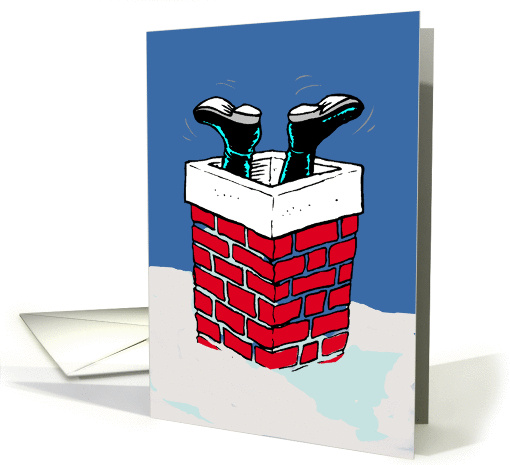 Christmas Humorous Santa in Chimney card (1180344)