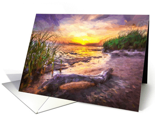 Driftwood Sunset Art Blank Notecard card (1382942)