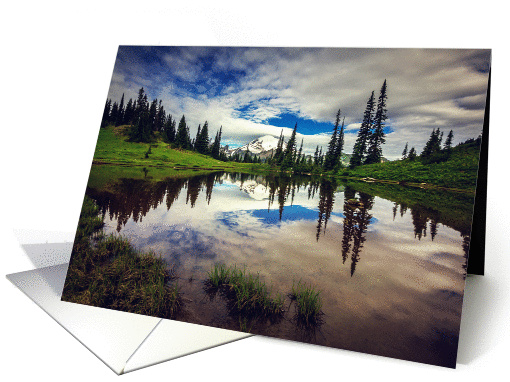 Mt Rainier Reflection in Tipsoo Lake Washington Blank card (1397836)