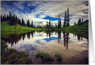 Mt Rainier Reflection in Tipsoo Lake Washington Blank Card