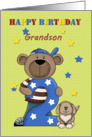 Grandson Birthday, bear and dog card