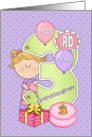 3rd Birthday Granddaughter, Balloons, Big 3 on Purple card