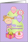 3rd Birthday Goddaughter, Balloons, Big 3 on Purple card
