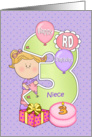 3rd Birthday Niece, Balloons, Big 3 on Purple card