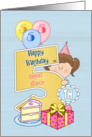 5th Birthday Great Niece, Balloons, Big 5 on Blue card