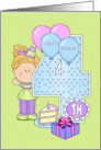 Girl 4th Birthday, Balloons, Big 4 on Green card