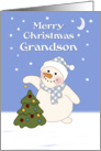 Grandson Merry Christmas, Snowman card