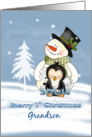 Grandson 1st Christmas, Snowman and penguin card