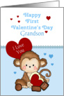 Grandson First Valentine’s Day, Monkey card