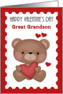 Great Grandson, Happy Valentine’s Day, Bear with Hearts card