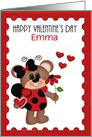Personalized Happy Valentine’s Day, Bear ladybug card