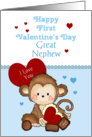 Great Nephew First Valentine’s Day, Monkey card