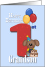 Grandson 1st Birthday Puppy card