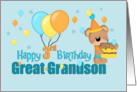 Great Grandson 3rd Birthday Bear card