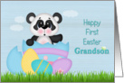 Happy First Easter, Grandson, Panda and Eggs card