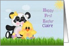 Happy First Easter, Custom Name, Panda and Chick card