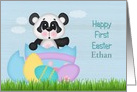 Custom Happy First Easter, Panda and Eggs card