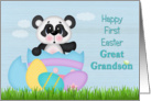 Happy First Easter, Great Grandson, Panda and Eggs card