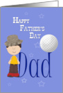 Dad Father’s Day with Boy Golf Ball and Blue Background card