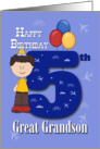 Great Grandson 5th Birthday, Boy, balloons card