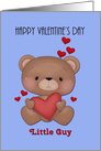 Happy Valentine’s Day Little Guy, Bear & Hearts, Blue card