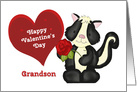 Happy Valentine’s Day Grandson, Skunk with Rose and Heart card