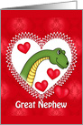 Great Nephew Valentine, Red with Dinosaur and Hearts card