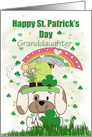 Granddaughter St. Patrick’s Birthday, Puppy, Clovers, Hearts card