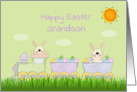 Easter Grandson Happy Egg Train Bunnies card