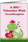 Granddaughter BIG Dinosaur Valentine Wish pink card