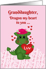 Dragon Valentine Granddaughter, pink card