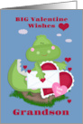 Grandson Big Dinosaur Valentine’s Day Wishes Blue card