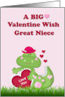 Great Niece BIG Dinosaur Valentine Wish card