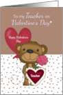 Teacher Bear Valentine with balloons card