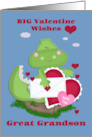 Great Grandson Big Dinosaur Valentine’s Day Wishes Blue card