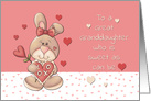 Valentine Great Granddaughter, Sweet as can be, Bunny, Pink card