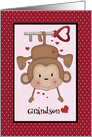 Grandson Valentine with Monkey hanging from a Key, red card