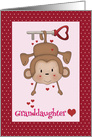 Granddaughter Valentine with Monkey hanging from a Key card