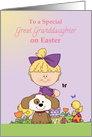 Special Great Granddaughter, Girl in Purple with chicks card