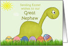 Brontosaurus Sending Easter Wishes to Great Nephew, Green card