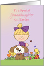 Special Granddaughter, Girl in Purple with chicks card