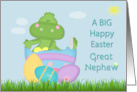 Great Nephew Big Baby Dinosaur Happy Easter eggs grass card