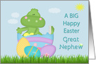 Baby Dinosaur Great Nephew Big Happy Easter, eggs, grass card