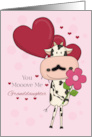Cow Valentine for Granddaughter Red Pink Flower Hearts card