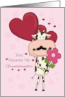 Granddaughter Cow Valentine Red Pink Flower Hearts card