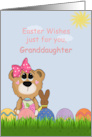 Granddaughter Easter Girl Bear With Colored Eggs card