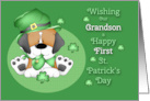 Grandson’s First St Patrick’s Day Puppy and Shamrocks card