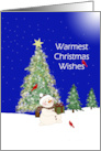 Snowgirl Wishing Warmest Christmas Wishes with Trees card