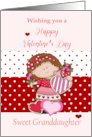 Granddaughter a Happy Valentines Day with Girl Dots and Hearts card
